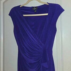 American Living Purple Dress rouched dress, knee lenght size 4 V Neck Cocktail